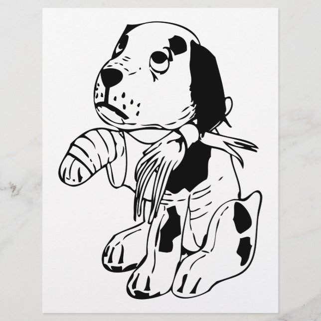 Flyer Perro triste con pierna rota (Frente)