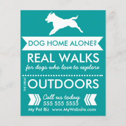 Flyer Perro Verde azulado de moda Silhouette Dog Walker