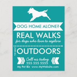 Flyer Perro Verde azulado de moda Silhouette Dog Walker