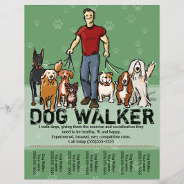 Flyer Perro Walker. Caminando perro. Gente. PromoTemplat