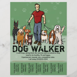 Flyer Perro Walker. Caminando perro. Gente. PromoTemplat
