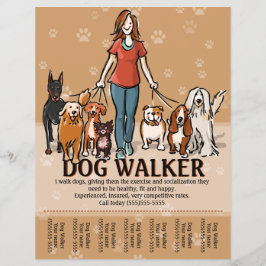 Flyer Perro Walker. Caminando perro. Plantilla de public