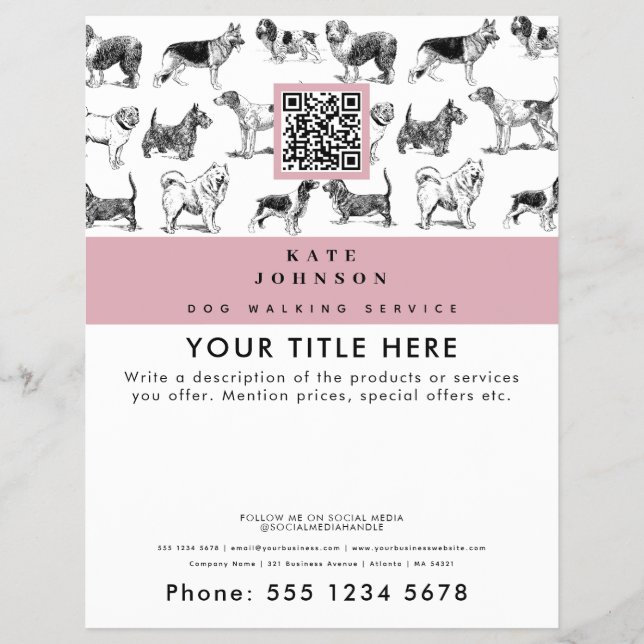 Flyer Perro Walker Grooming Dog Trainer Groomer Business (Frente)