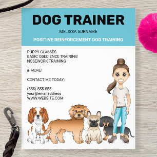 Flyer Perros De Caricatura Y Un Chica De Instructores Pe