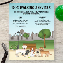 Flyer Perros de Dibujos Animados Adorables en un Parque