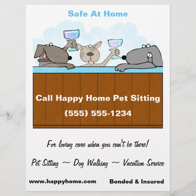 Flyer Perros de hidromasaje celebrando con champán 8x11 (Frente)