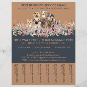 Flyer Perros en el negocio de boletos de cita de flores