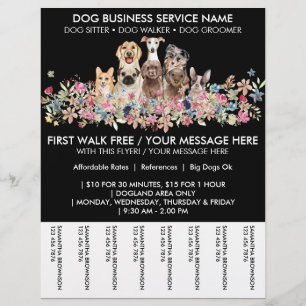 Flyer Perros Negros flores cachorros lindos boletos