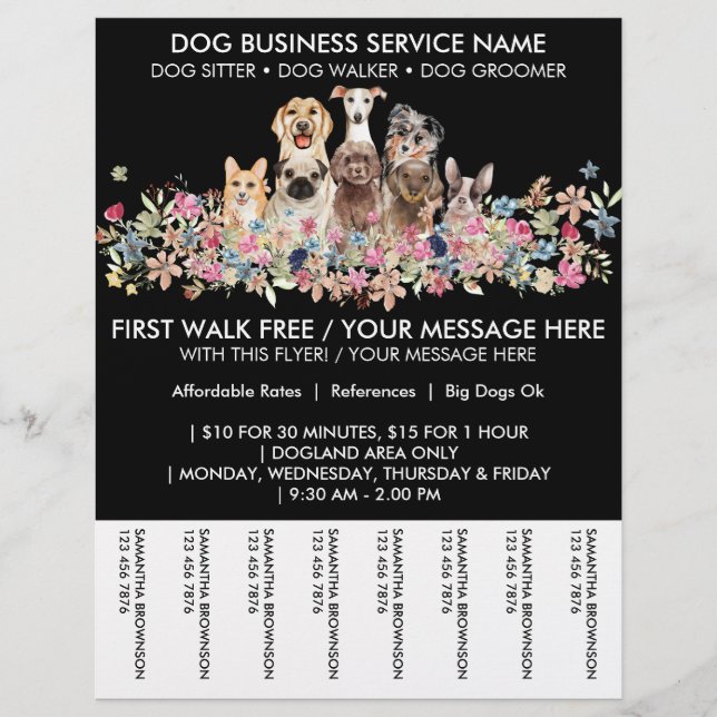 Flyer Perros Negros flores cachorros lindos boletos (Frente)