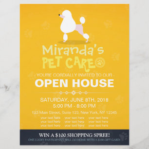 Flyer Personalizado Adorable Poodle Perro Mascota Tienda