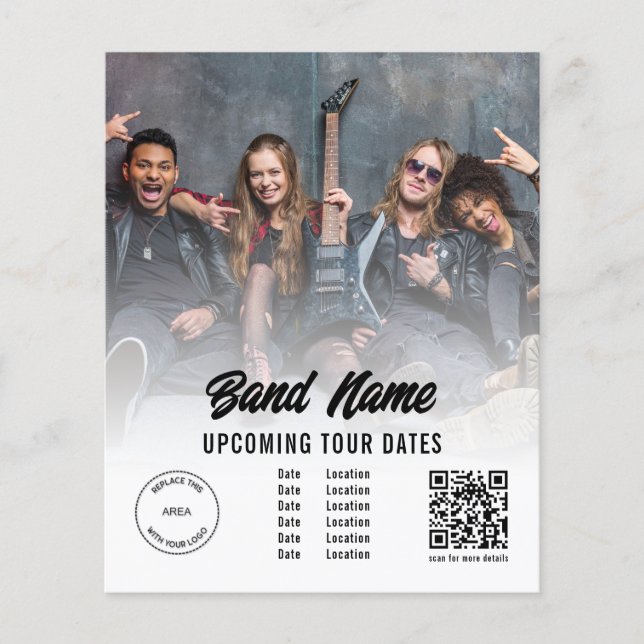 Flyer Personalizado Band Photo Logo QR Code Gits Tour Fa (Frente)
