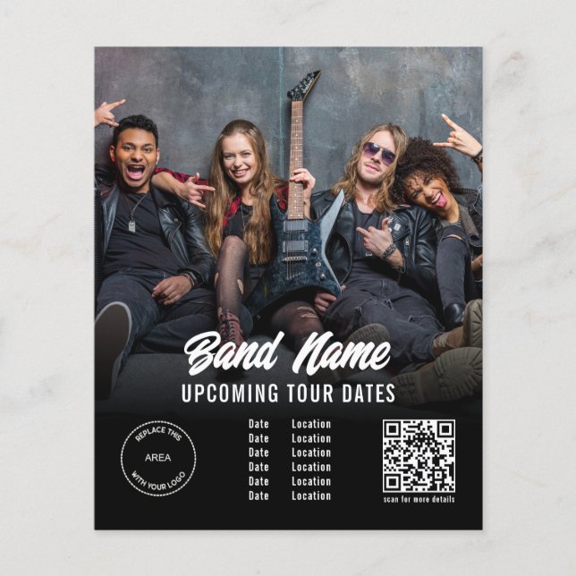 Flyer Personalizado Band Photo Logo QR Gigs Tour Dates N (Frente)