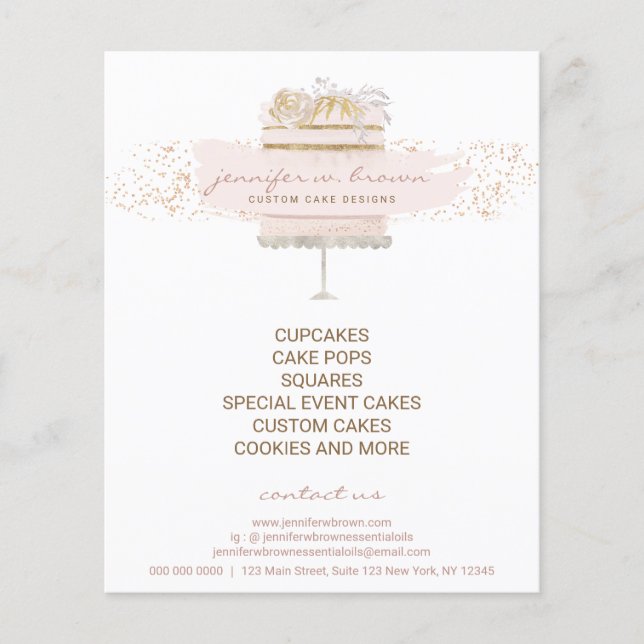 Flyer Personalizado Cakes Baker Event Patisserie Girly (Frente)