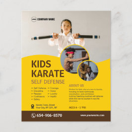 Flyer Personalizado de clase Karate para niños