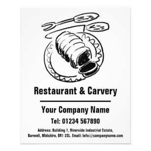 Flyer Personalizado de diseño de restaurante y carvery