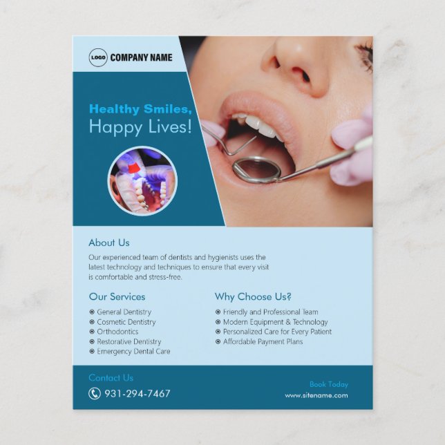 Flyer Personalizado de hospital dental (Frente)
