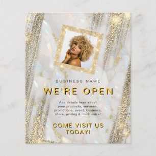 Flyer Personalizado de Makeup Salon Foto Moda de oro Pie