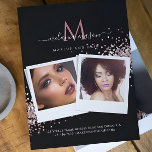 Flyer Personalizado de salón de maquillaje foto negro co<br><div class="desc">Personalizado de salón de maquillaje foto Rosa cosmético Purpurina de oro volante negro</div>