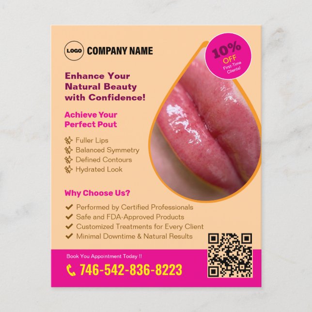 Flyer Personalizado de servicio Lip Filler (Frente)