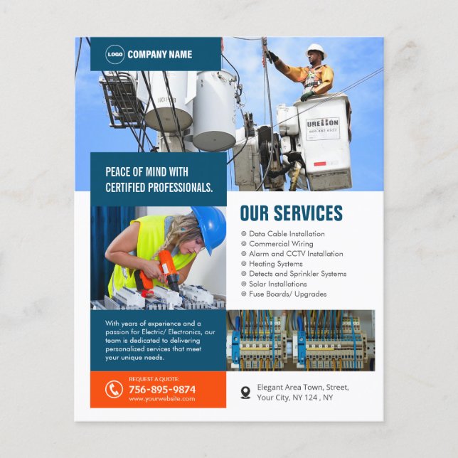 Flyer Personalizado de Servicios de Contratista Eléctric (Frente)