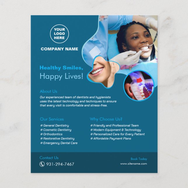 Flyer Personalizado de servicios dentales (Frente)