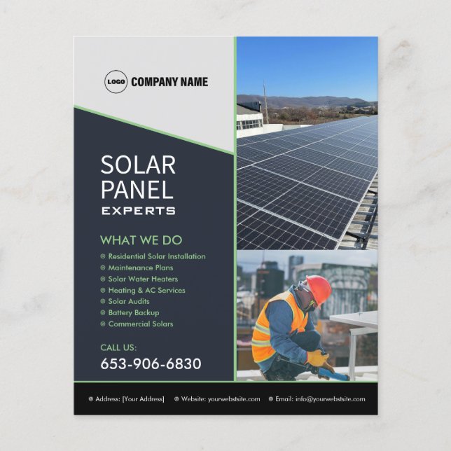 Flyer Personalizado de servicios solares para empresas (Frente)