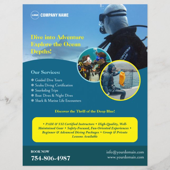 Flyer Personalizado del curso de buceo Scuba (Frente)