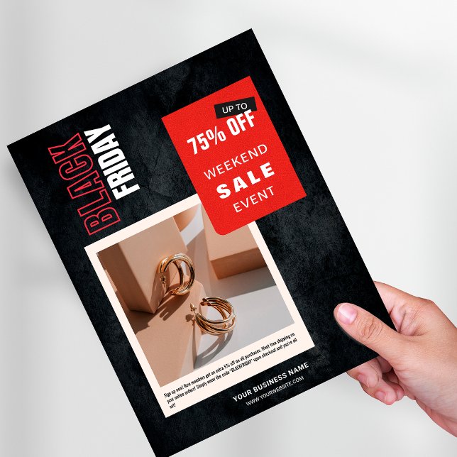 Flyer Personalizado Foto Porcentaje De La Venta Del Vier (Custom Photo Percentage Off Black Friday Sale Flyer)