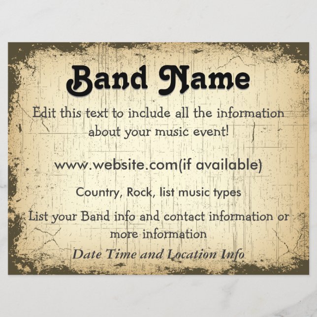 Flyer Personalizado Grunge Band (Frente)