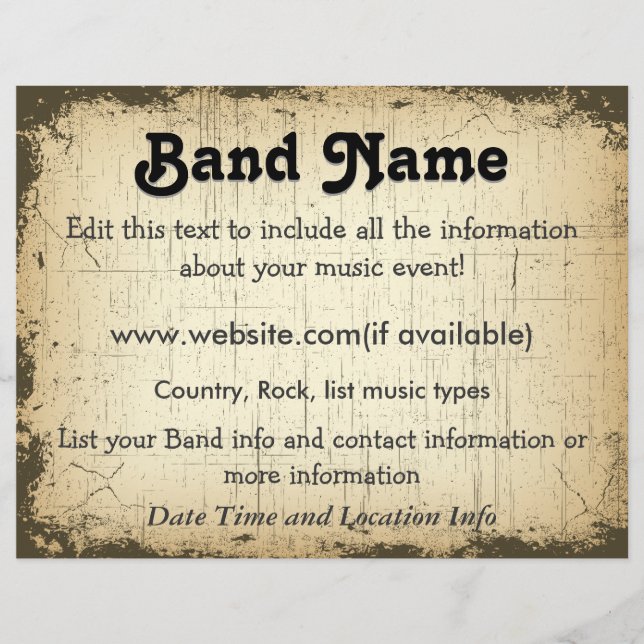 Flyer Personalizado Grunge Band (Frente)