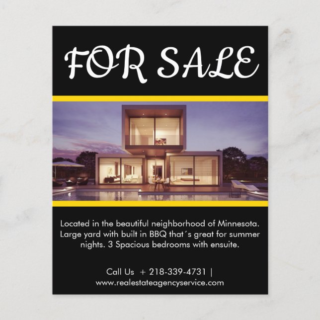 Flyer Personalizado Moderno Elegante Real Estate QR Códi (Frente)