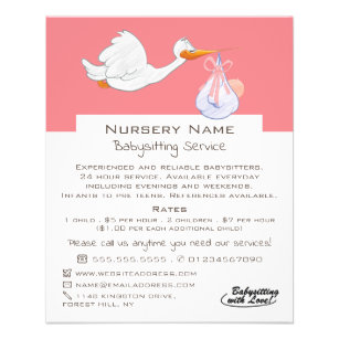 Flyer Personalizado Pájaro y bebé, niñera, guardería, gu