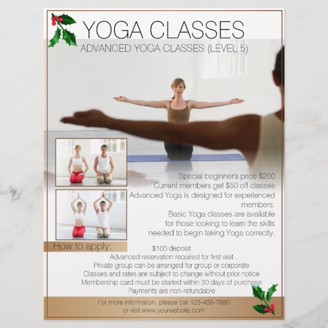 Flyer Personalizado profesional Navidades de clase Yoga (Frente)