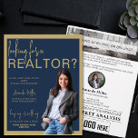 Flyer Personalizado Realtor Profesional Real Estate Mark<br><div class="desc">El Personalizado Realtor Profesional Real Estate Marketing Flyer, una herramienta elegante y eficaz diseñada para elevar sus esfuerzos de marketing inmobiliario. Diseñado con un sofisticado esquema de color azul marino y dorado, este folleto incorpora profesionalidad y estilo, lo que lo hace perfecto para captar la atención de los clientes potenciales....</div>