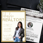 Flyer Personalizado Realtor Profesional Real Estate Mark<br><div class="desc">El Personalizado Realtor Profesional Real Estate Marketing Flyer, una herramienta elegante e impactante diseñada para elevar su estrategia de marketing inmobiliario. Con un sofisticado esquema de color crema y oro, este volante exuda profesionalidad y clase, lo que lo hace perfecto para atraer clientes exigentes. La tarjeta de barrio personalizada con...</div>