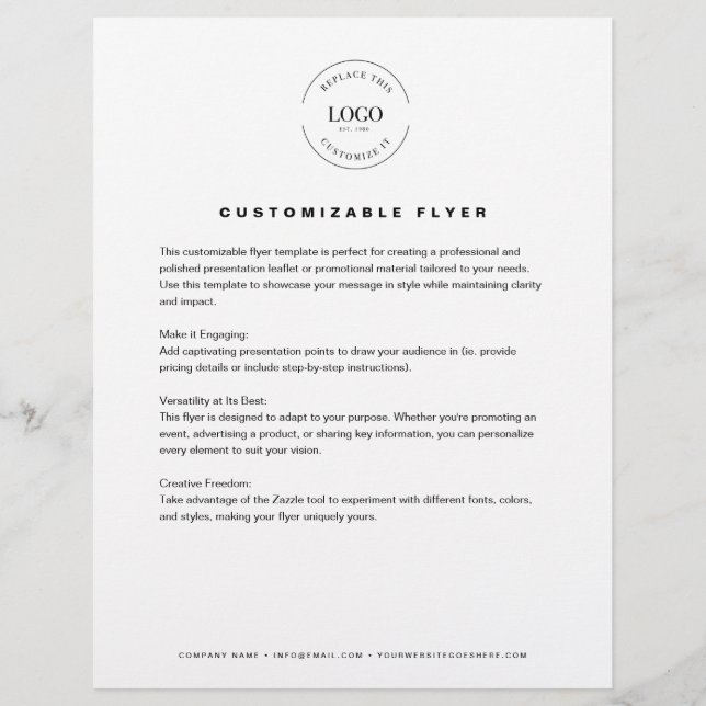 Flyer Personalizado simple del sitio web de texto del lo (Frente)