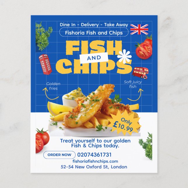 Flyer Personalizar correo delicioso Fish N Chips edición (Frente)