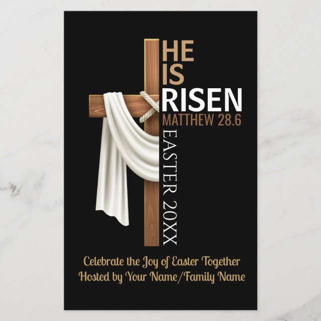 Flyer Personalized He Is Risen Easter Party Invitation (Frente)
