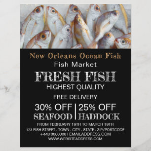 Flyer Pescado pequeño, pescador/mujer, anuncio del merca