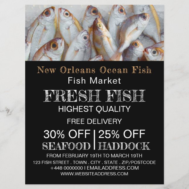 Flyer Pescado pequeño, pescador/mujer, anuncio del merca (Frente)