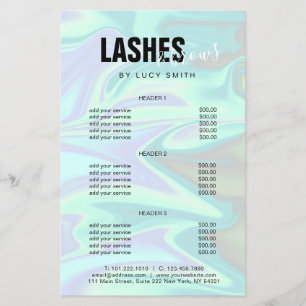 Flyer Pestañas y cejas holográficas modernas elegantes y