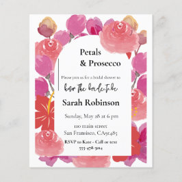 Flyer Pétalas y Prosecco Arco Floral para Bridal Shower