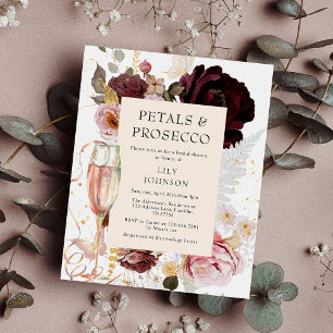Flyer Petales rosados elegantes Prosecco Ducha de Novias
