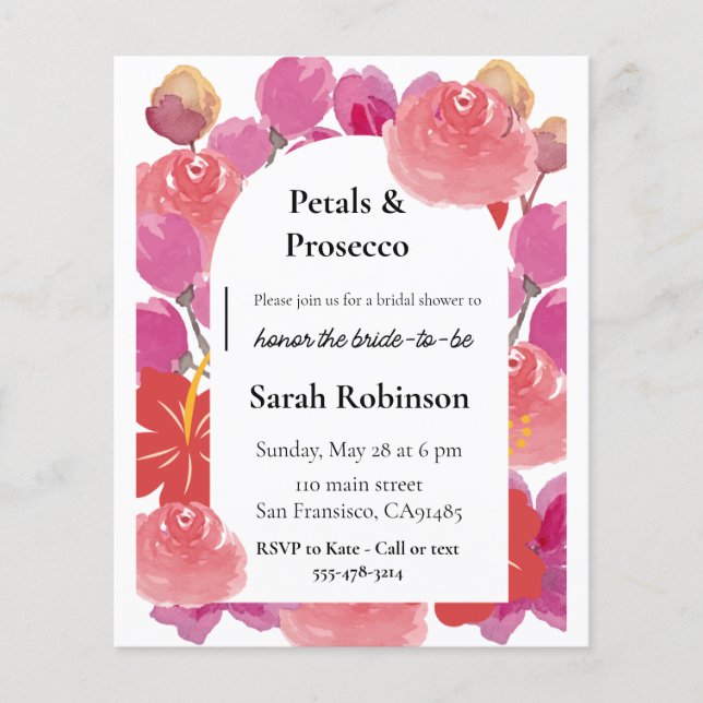 Flyer Petales y Prosecco Arco Floral Verano Ducha Nodal (Frente)