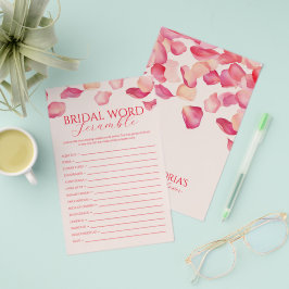 Flyer Pétalos rosados de rosa ducha de novia juego de pa
