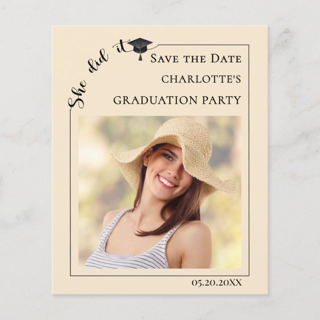 Flyer Photo Champagne Graduation Save the Date (Frente)