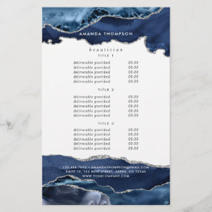 Flyer Piedra Preciosa Corporativa Agata Navy y Plata