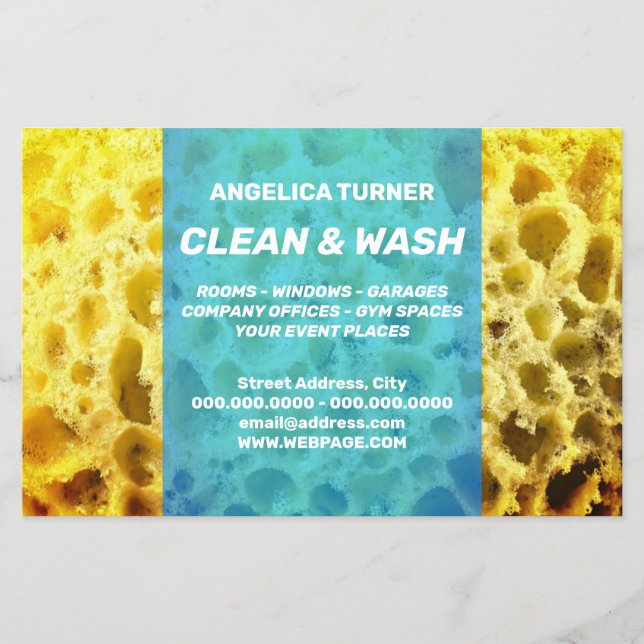 Flyer Pieza de esponja estilo divertido paquete azul pro (Frente)