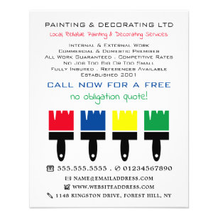 Flyer Pinceles de pintura multicolor, pintador y decorad