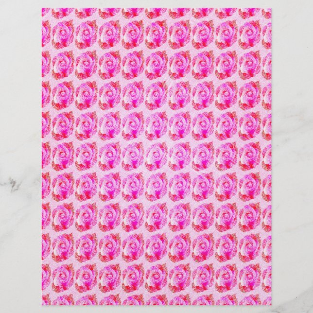 Flyer Pink Abstract Roses Bulk Scrapbook Paper Pages (Frente)
